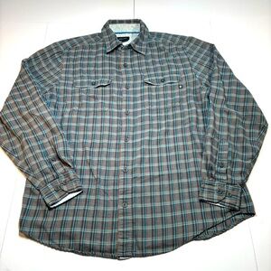 Marmot Men's Doran Mid-Weight Flannel Shirt Size L Blue Gray Plaid Pocket L/S
